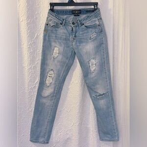 Lucky Brand Light Blue Ripped Zoe jeggings size 14 girls